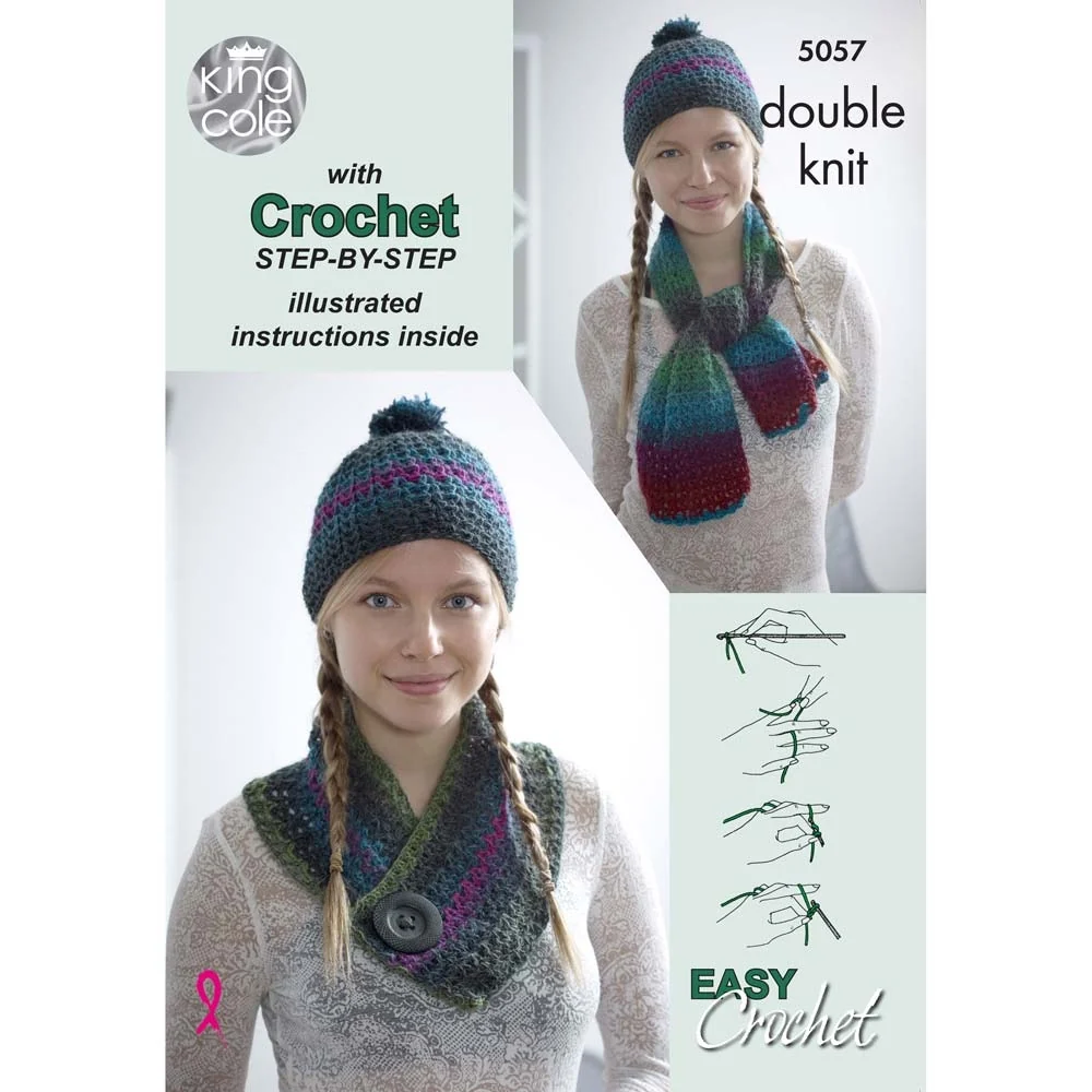 Scarf, Hat & Cowl Set in King Cole Riot Dk