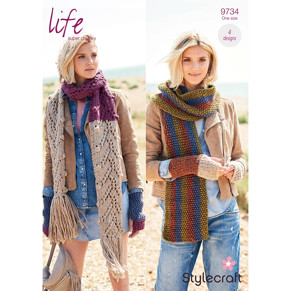 Scarf, Shawl and Wristwarmers in Stylecraft Life Super Chunky