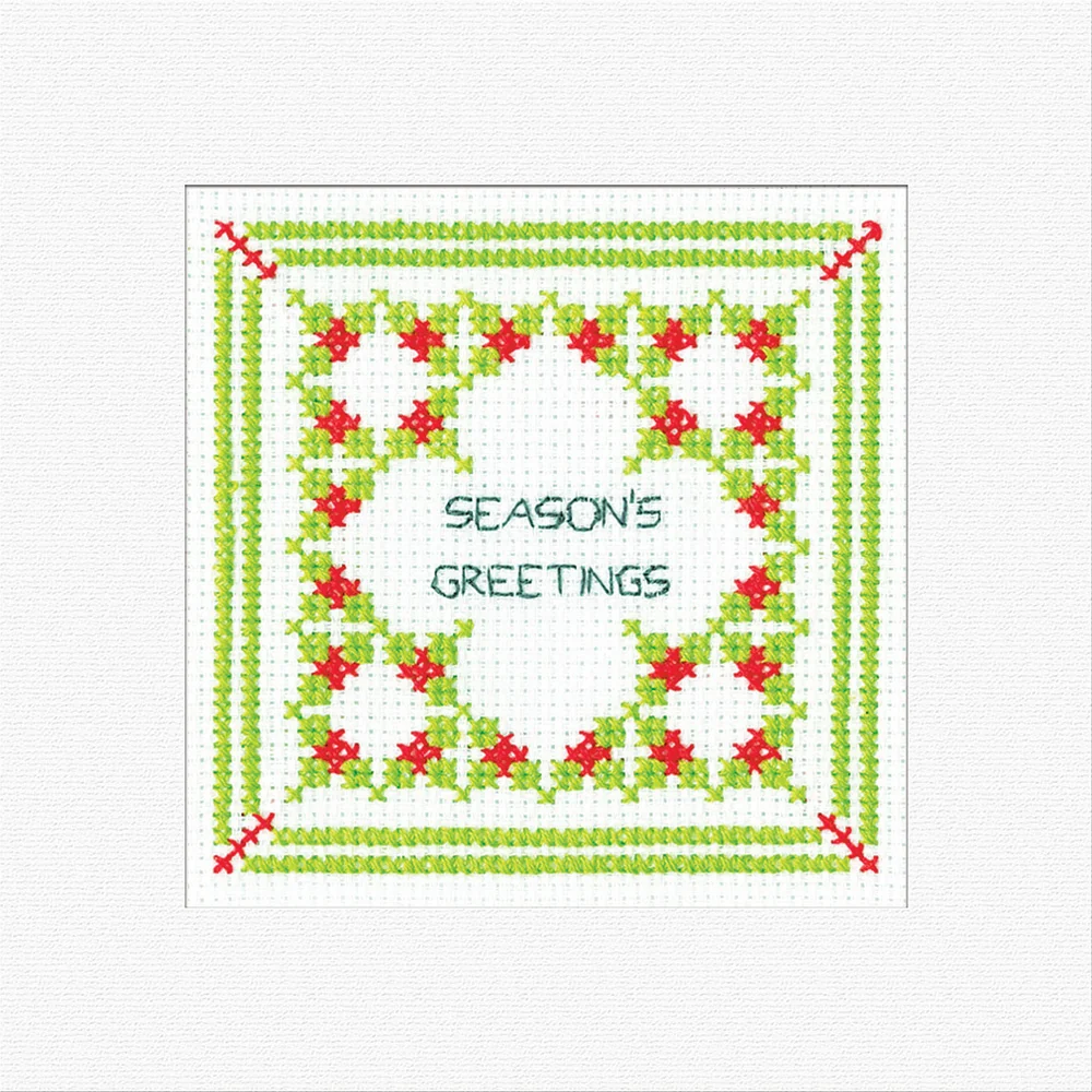 Season's Greetings Greetings Card - Heritage Crafts Cross Stitch Kit
