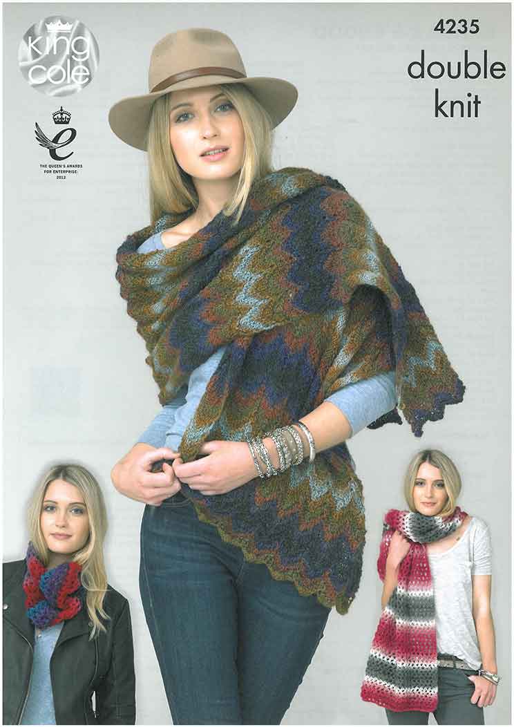 Shawls and Snood in King Cole Riot DK