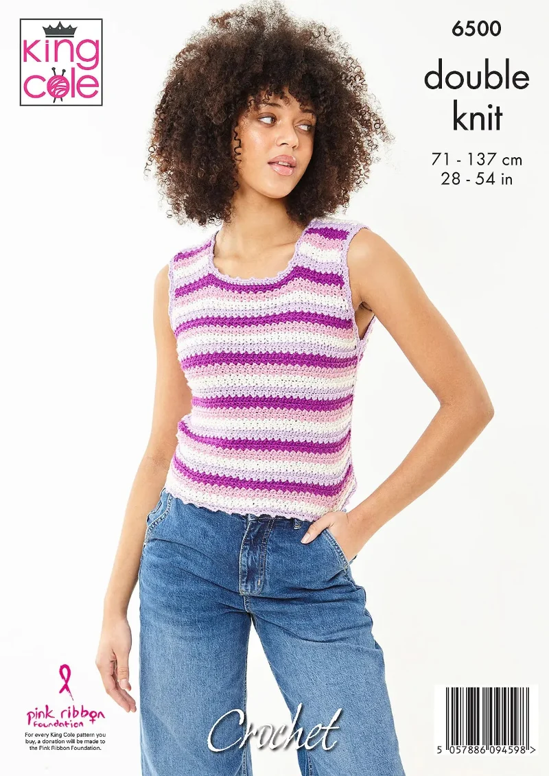 Short Sleeve and Sleeveless Top crocheted in King Cole Cottonsoft Dk - Image 3
