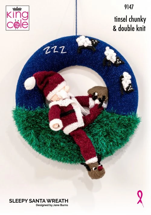 Sleepy Santa Wreath in King Cole Yarns - Digital Version 9147