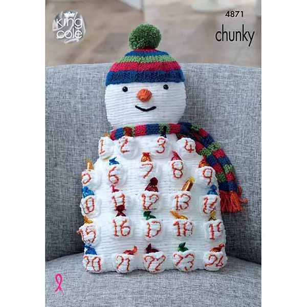 Snowman & Santa Christmas Advent Cushions Knitted in King Cole Chunky