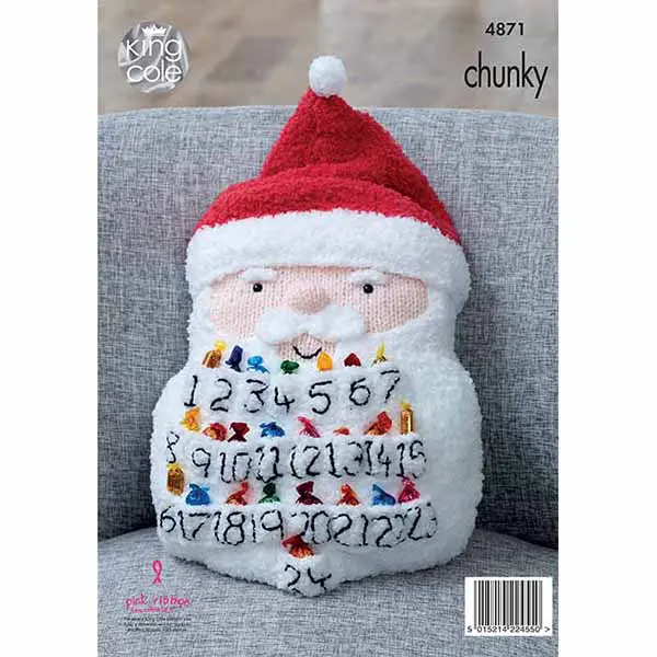 Snowman & Santa Christmas Advent Cushions Knitted in King Cole Chunky - Image 3