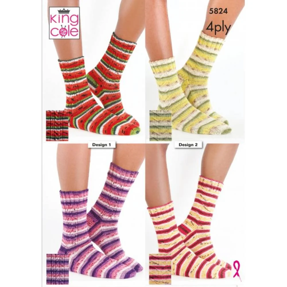Socks Knitted in King Cole Footsie 4ply