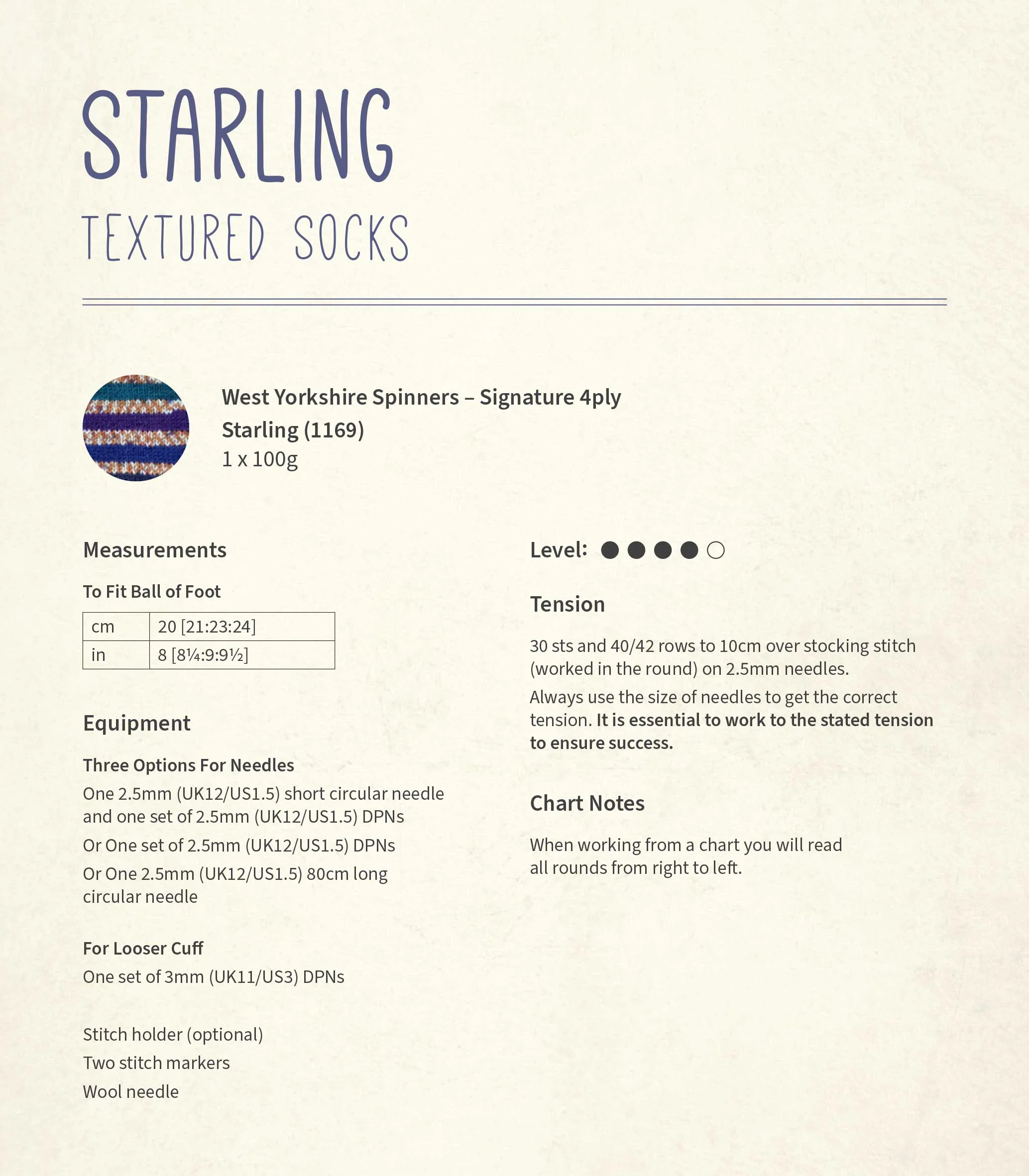 Starling Textured Socks in WYS Signature 4ply by Winwick Mum - Digital Pattern DBP0296 - Image 2