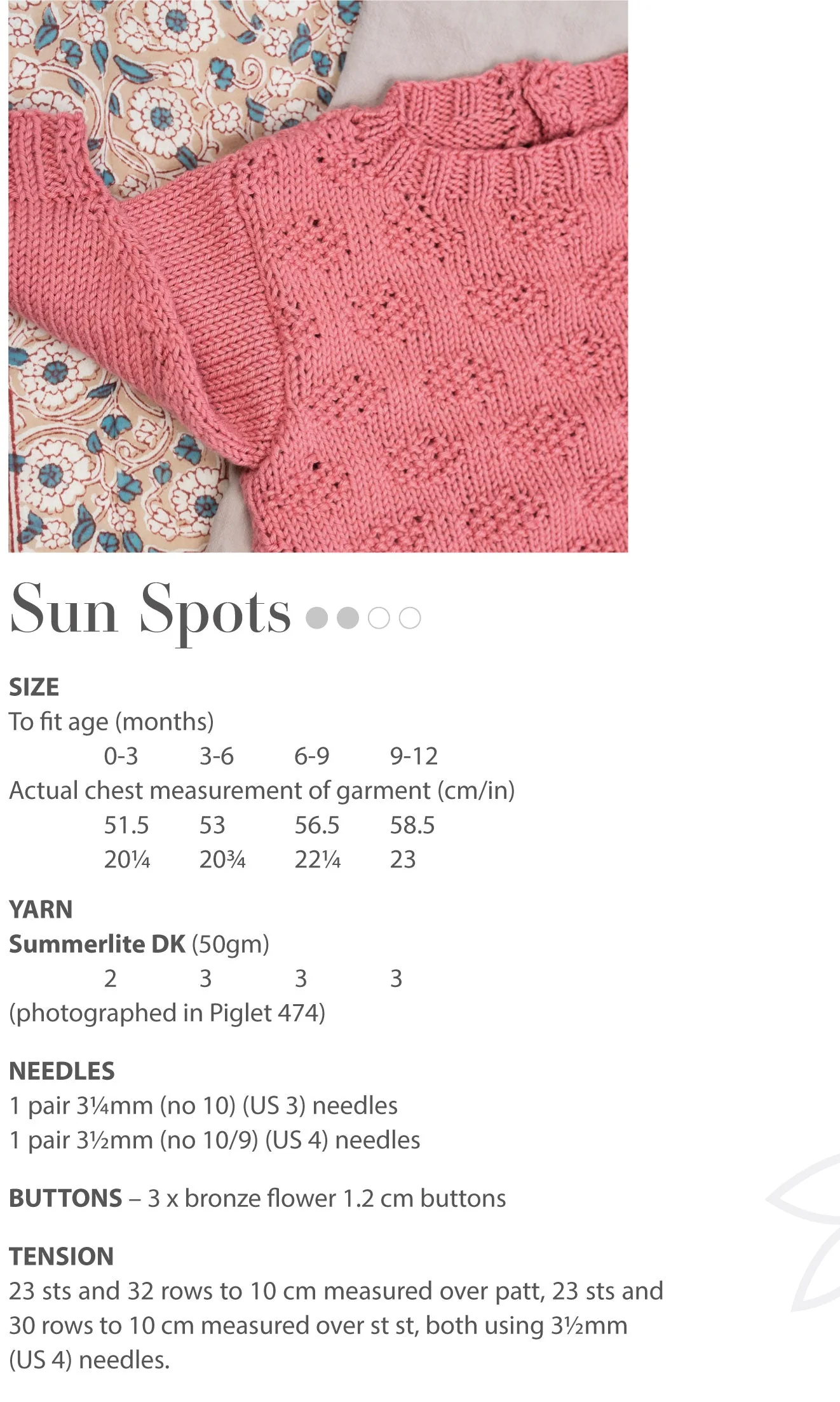 Sun Spots Sweater in Rowan Summerlite Dk - Digital Version - Image 2