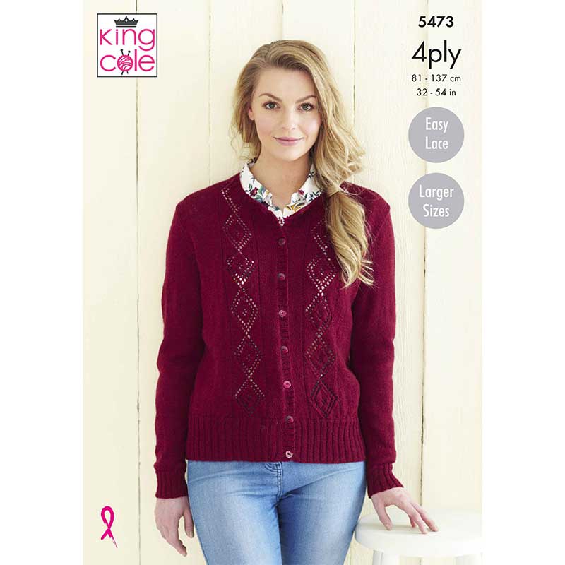Sweater and Cardigan in King Cole Merino Blend 4ply