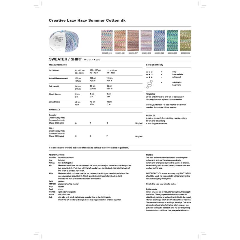 Sweater and Shirt in Rico Creative Lazy Hazy Summer Cotton Dk - Digital Version 1358 - Image 2