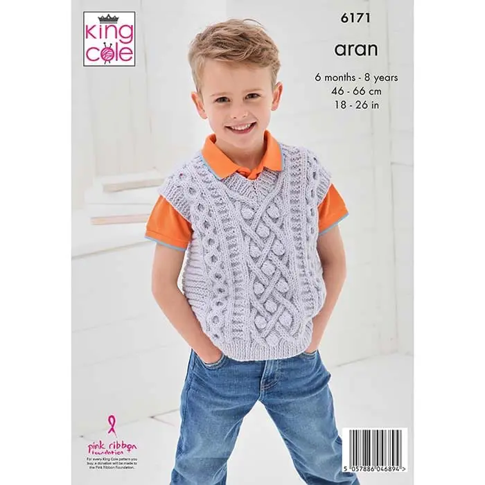 Sweater and Sweater Vest in King Cole Aran - Image 3