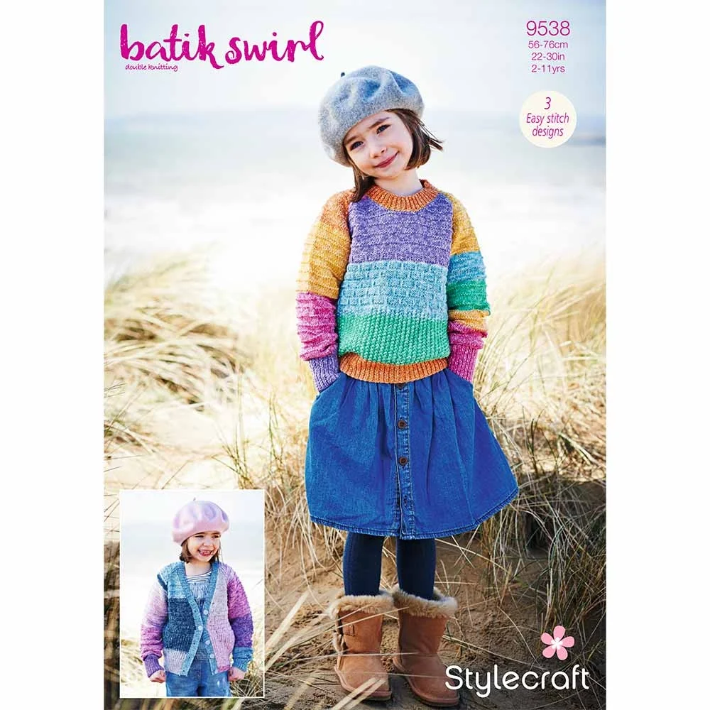 Sweater, Cardigan and Scarf in Stylecraft Batik Swirl DK - Digital Version