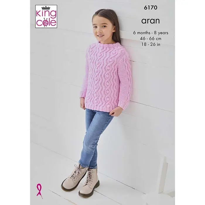 Sweater, Cardigan and Waistcoat in King Cole Aran - Digital Version 6170
