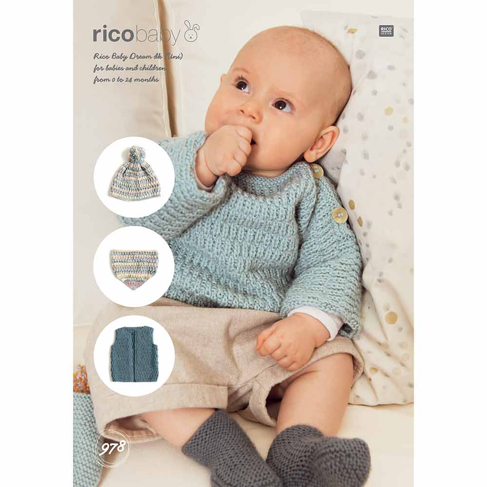 Sweater, Vest, Hat and Triangle Shawl in Baby Dream Uni DK - Digital Version