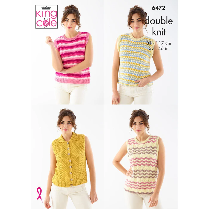 Tank Tops and Waistcoat knitted in King Cole Cottonsoft Dk