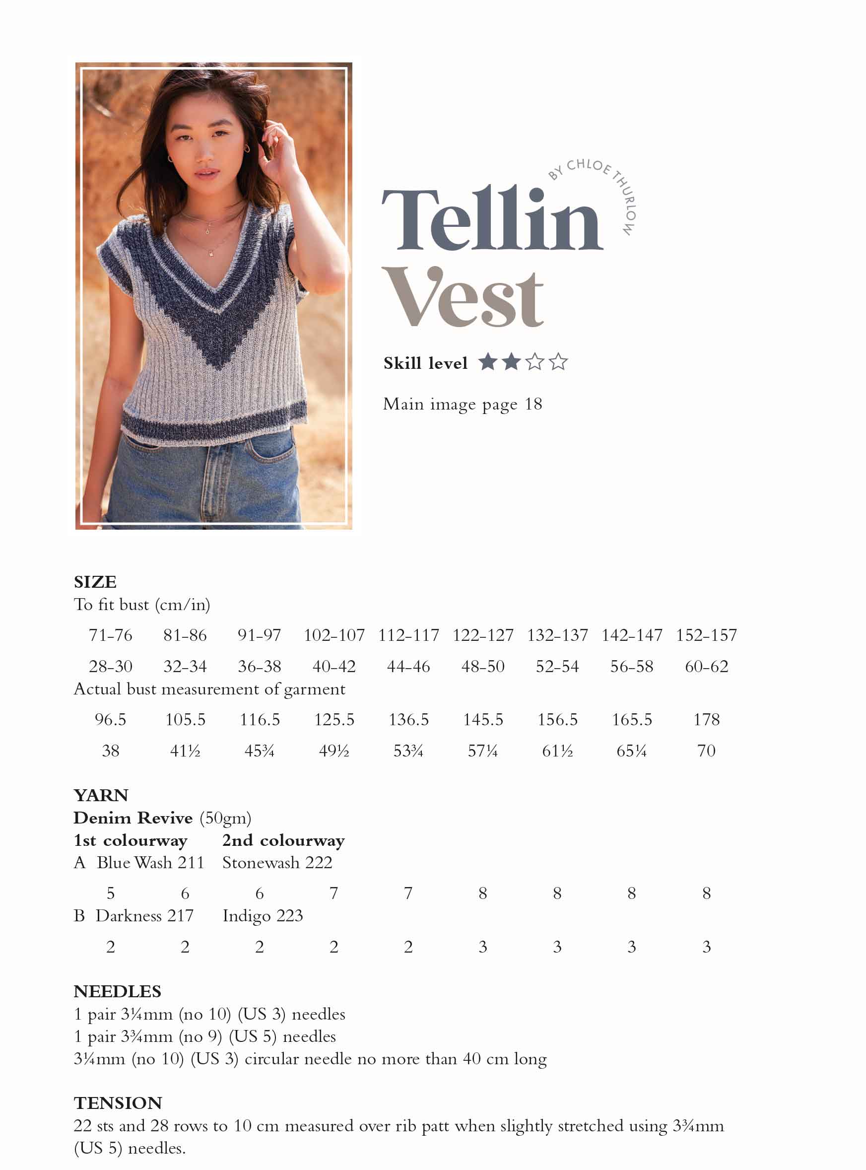 Tellin Vest in Rowan Denim Revive - Digital Version ZB336-00002 - Image 2