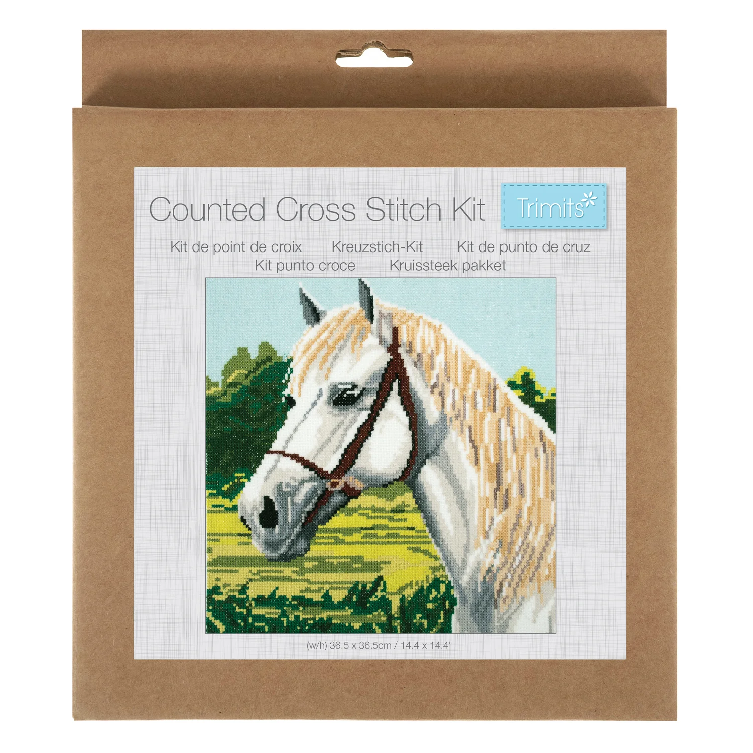 Trimits Counted Cross Stitch Kit, Large: White Horse - Image 2