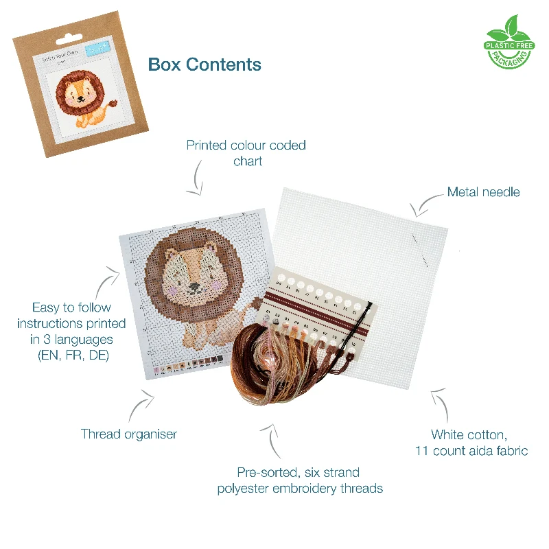 Trimits Counted Cross Stitch Kit, Mini: Lion - Image 2