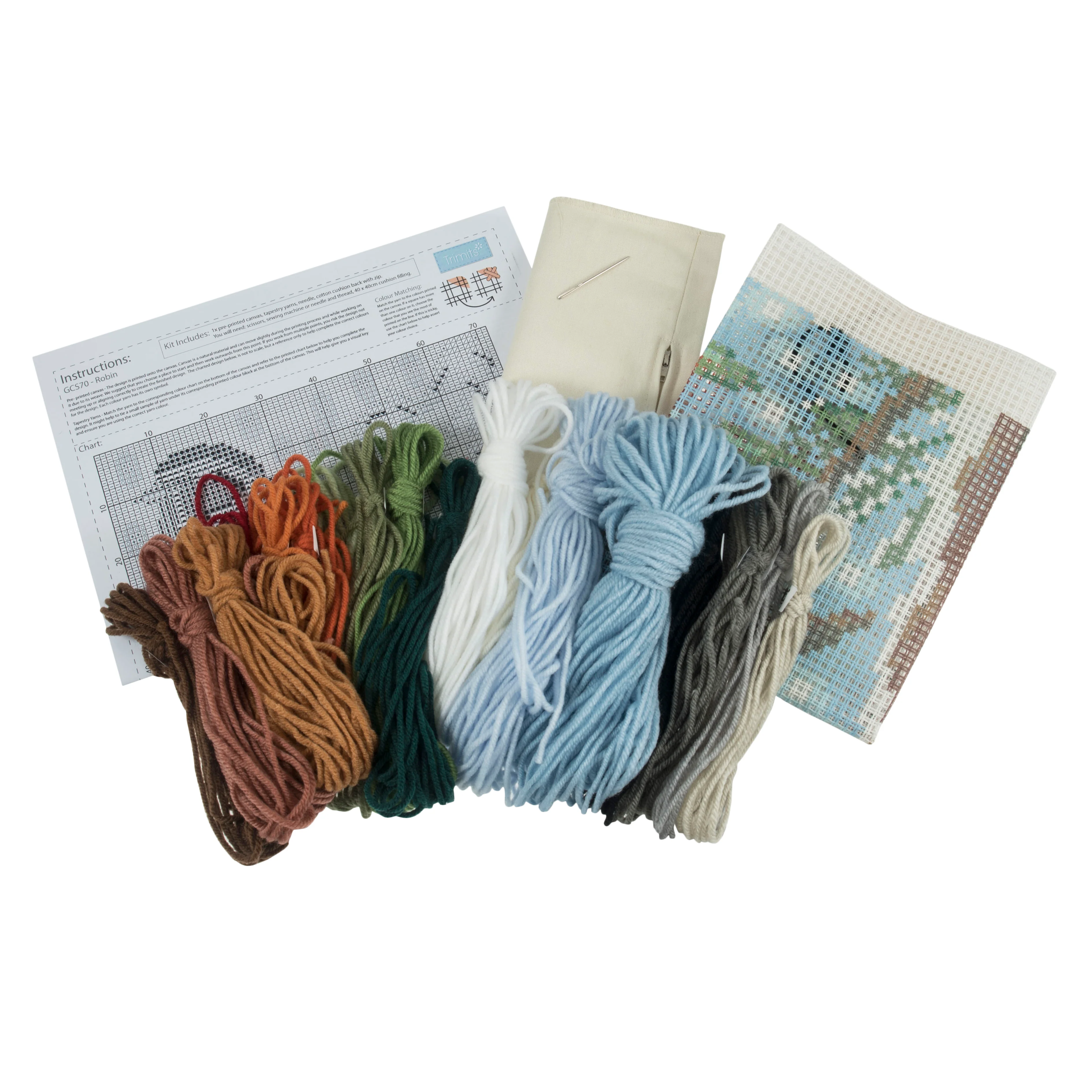 Trimits Cross Stitch Tapestry Cushion Kit: Robin - Image 3