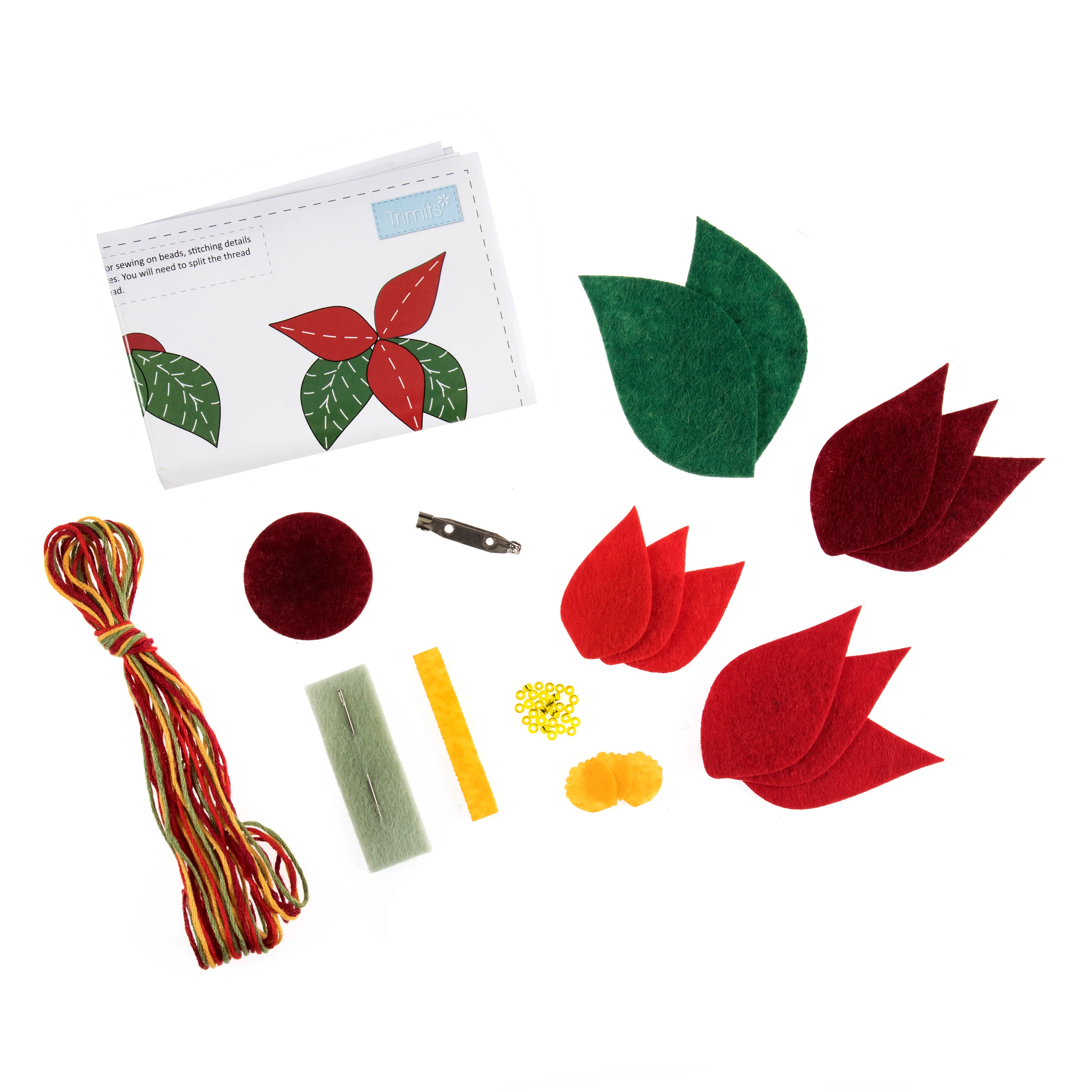 Trimits Felt Decoration Kit: Christmas Poinsettia Brooch - Image 2