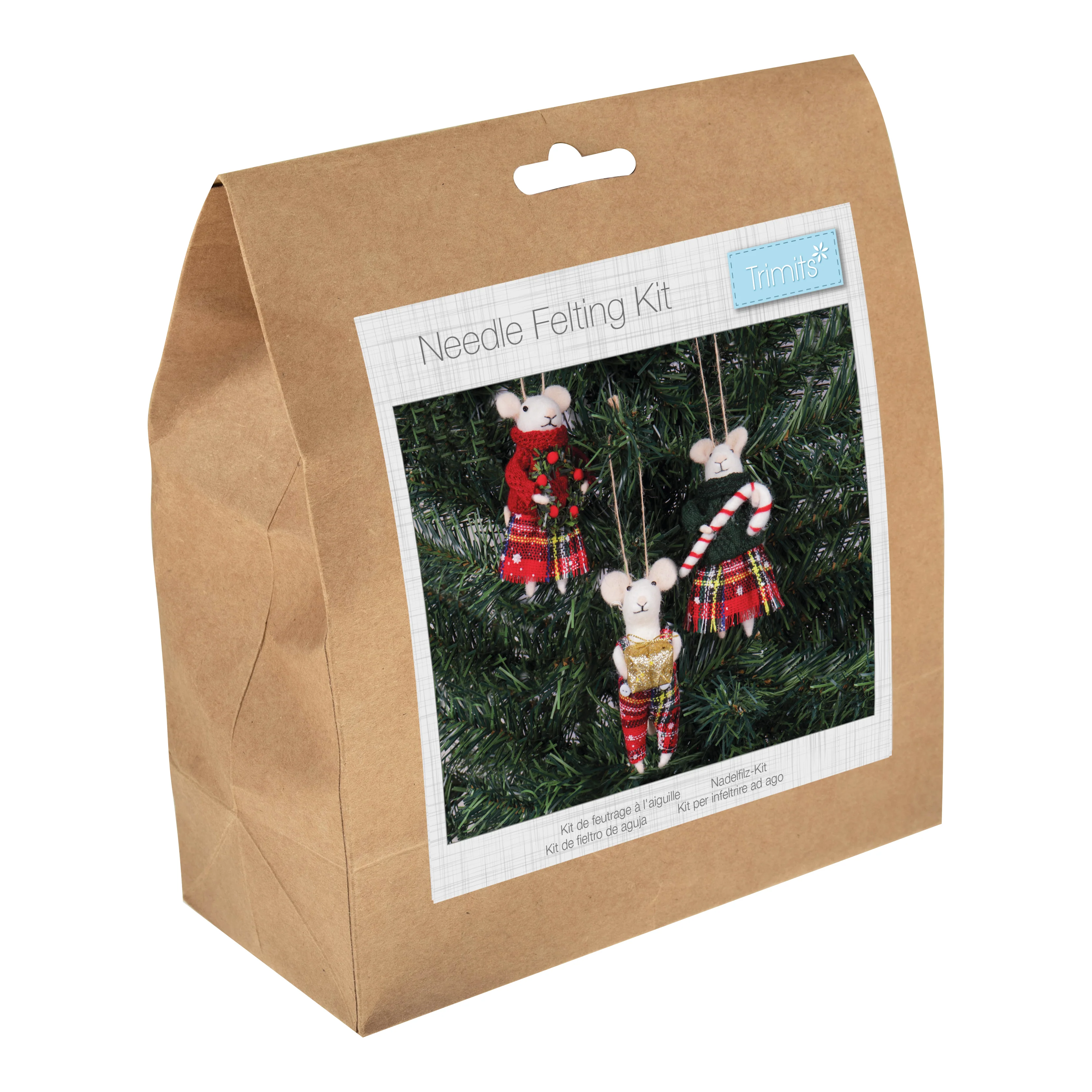 Trimits Needle Felting Kit: Mice Tartan Trio - Image 2