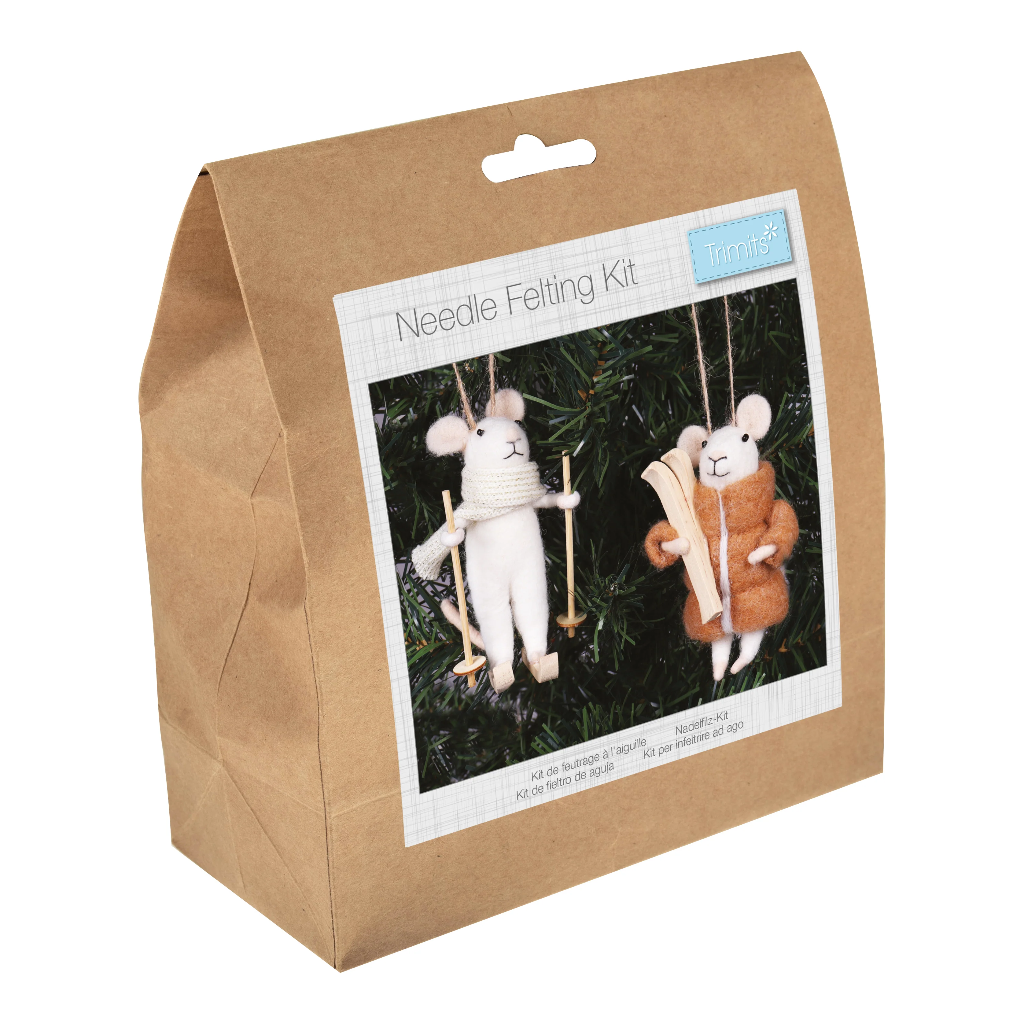Trimits Needle Felting Kit: Winter Sports Mice Duo - Image 2