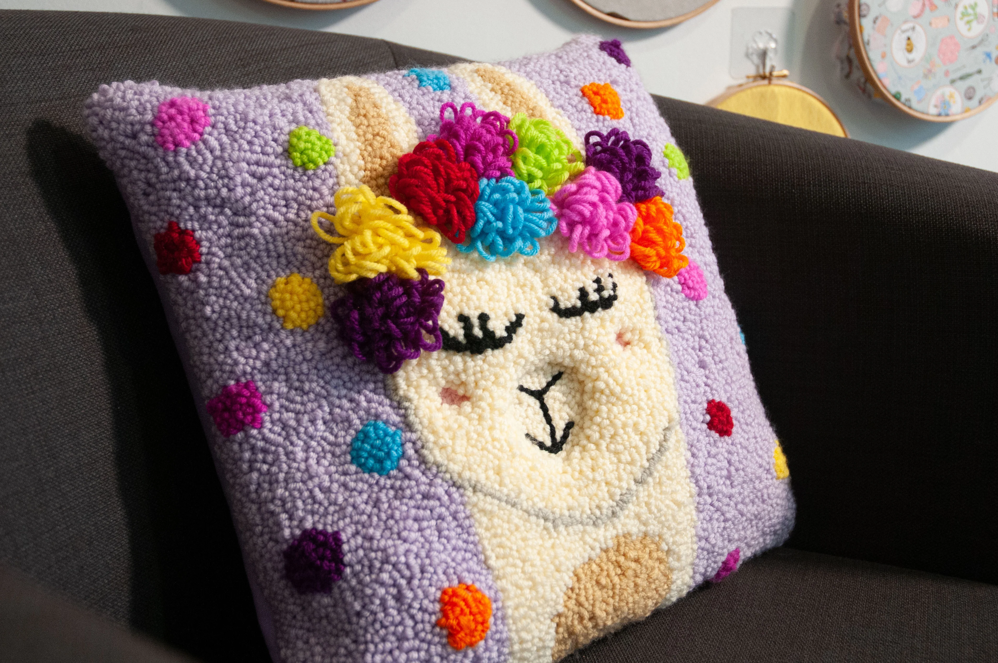Trimits Punch Needle Cushion Kit - Festival Llama - Image 2