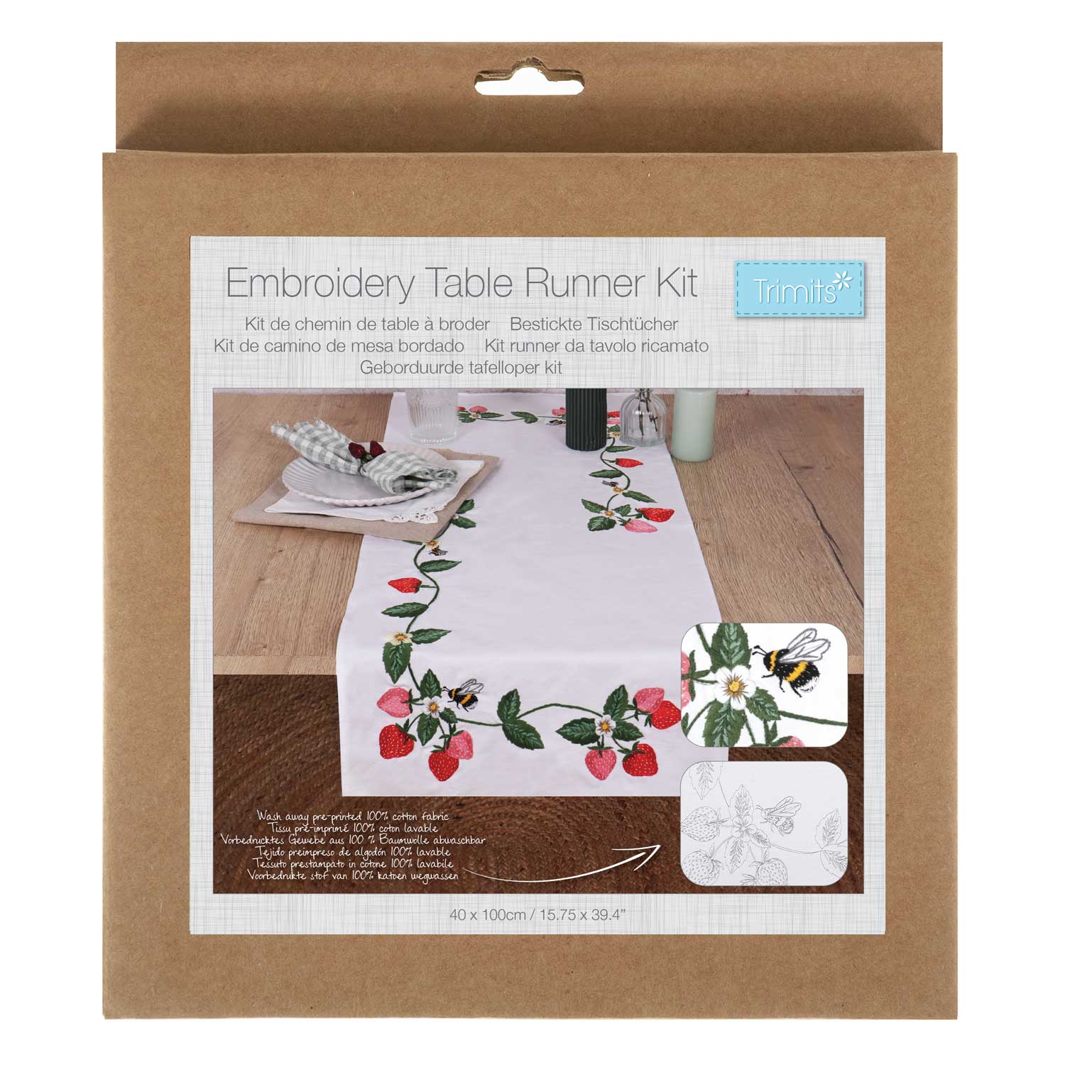 Trimits Tablerunner Embroidery Kit - Strawberries - Image 5
