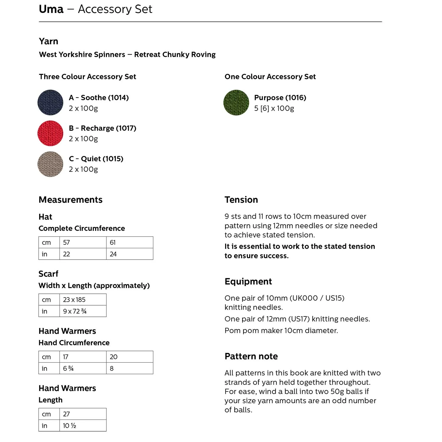 Uma Accessory Set in West Yorkshire Spinners ReTreat - Digital Version WYS0186 - Image 3