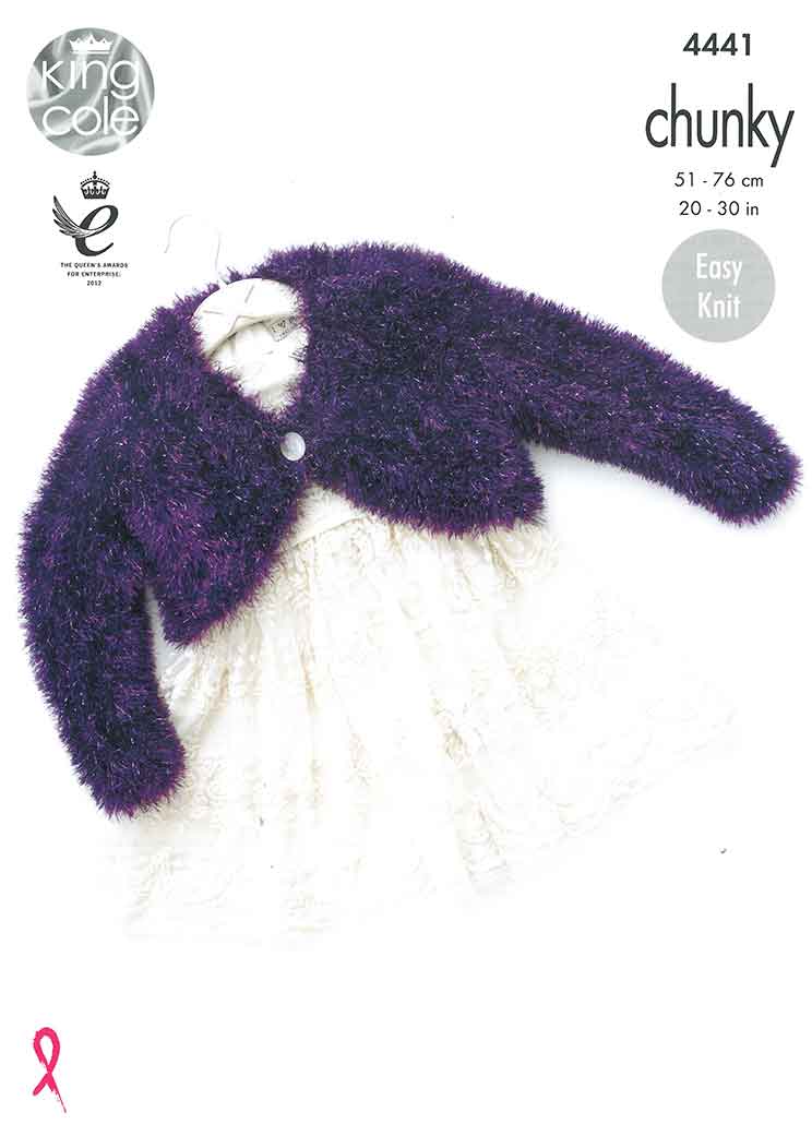 V and Round Neck Boleros in King Cole Tinsel Chunky - Digital Version 4441