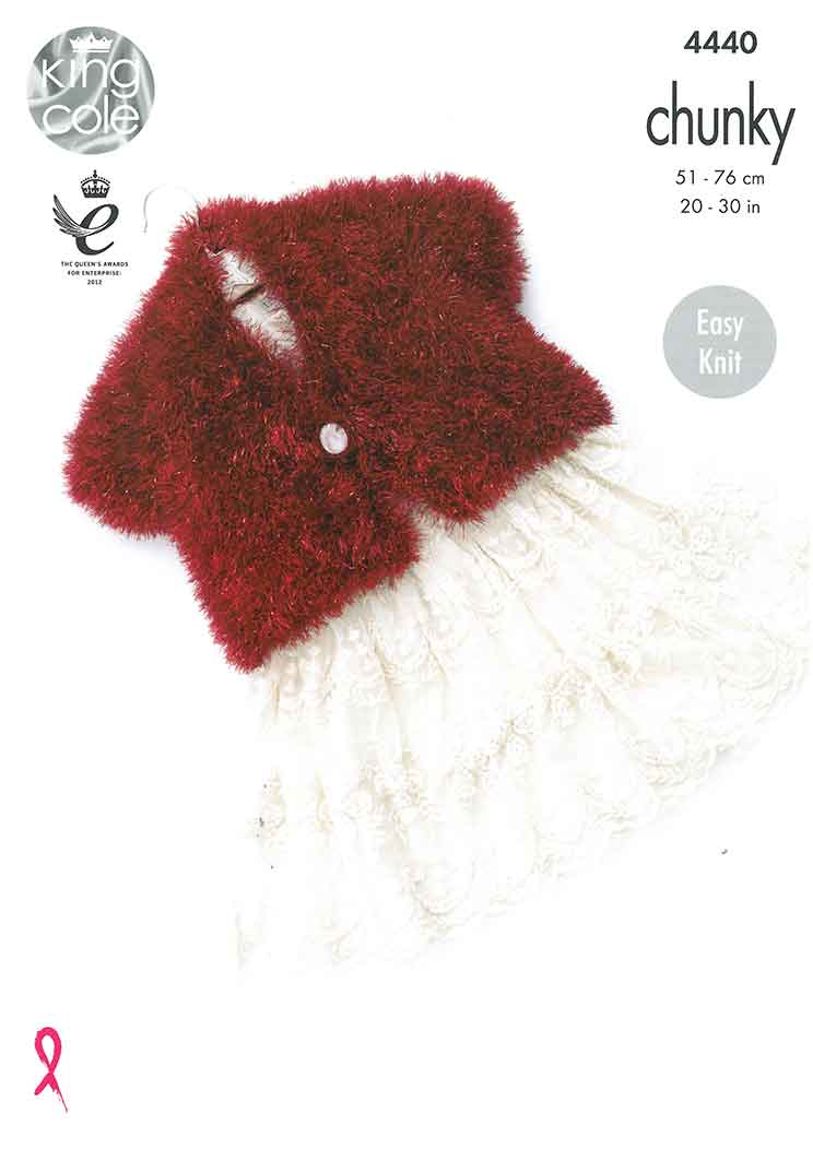 V and Round Neck Cardigans in King Cole Tinsel Chunky