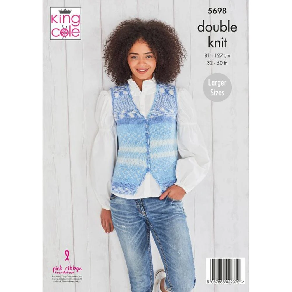 V Neck Cardigan and Waistcoat in King Cole Fjord Dk - Image 2