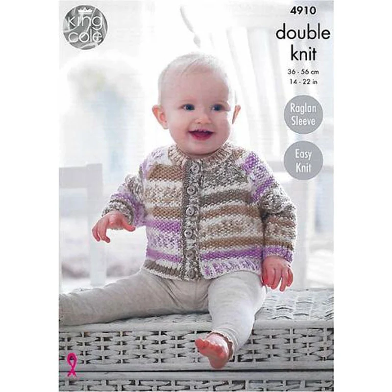 V Neck Cardigan, Round Neck Cardigan, Sweater in King Cole Cherish and Cherished DK