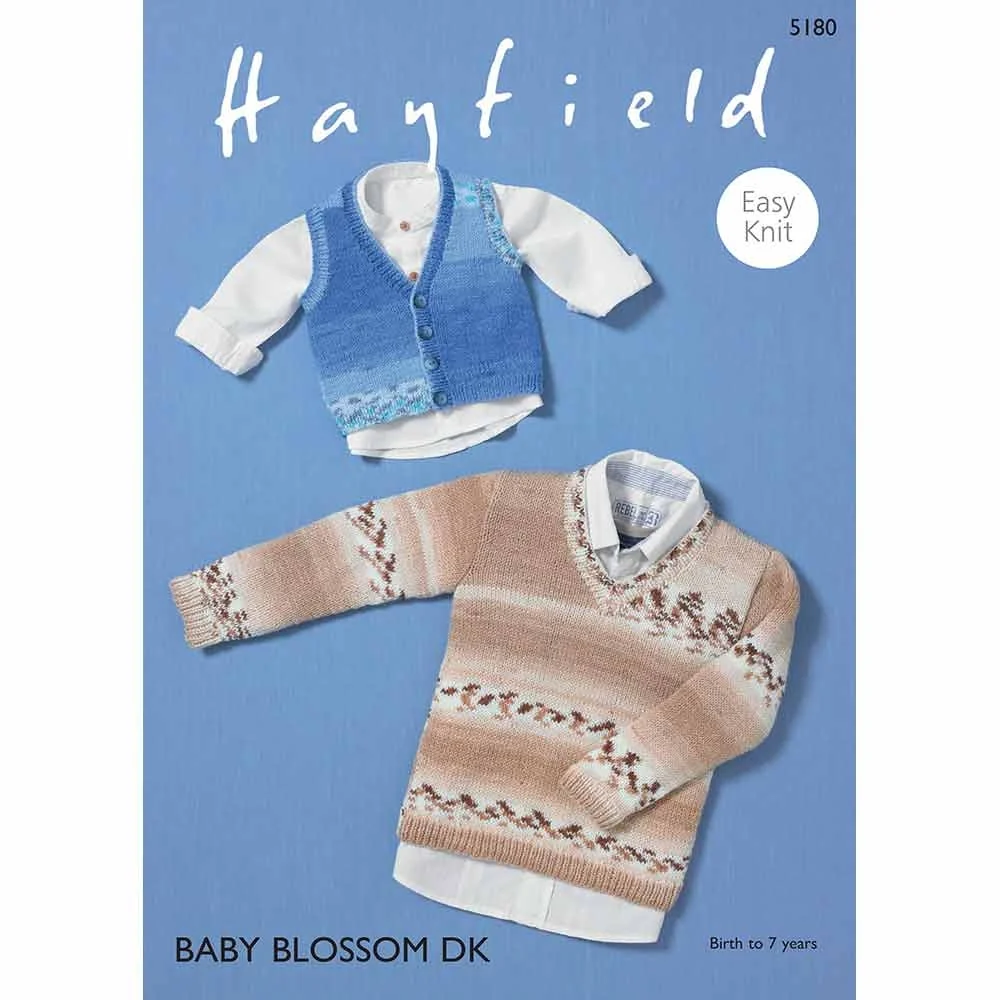 V Neck Vest and Sweater in Hayfield Baby Blossom DK - Digital Version