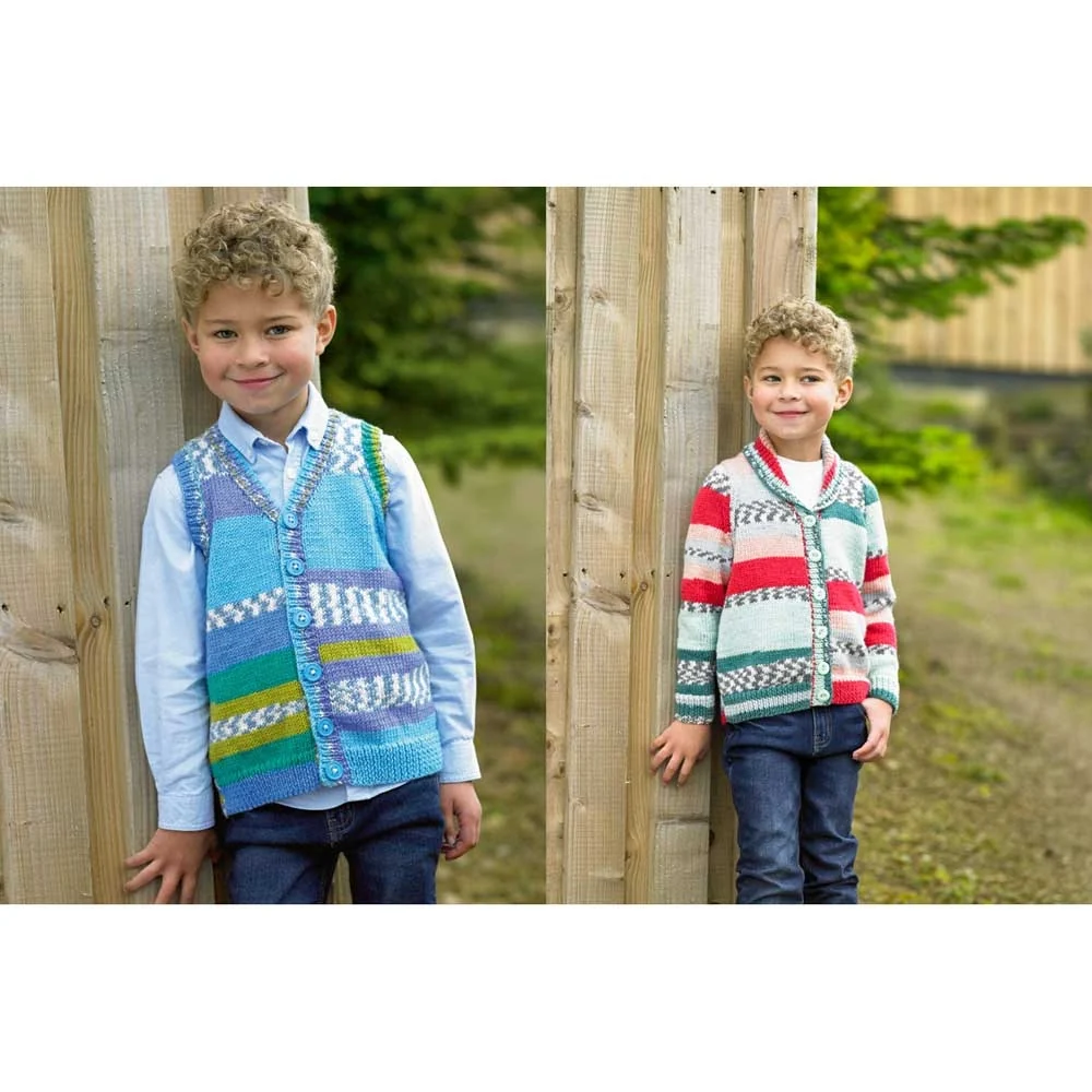 Waistcoat and Cardigan in James C Brett Fairground DK