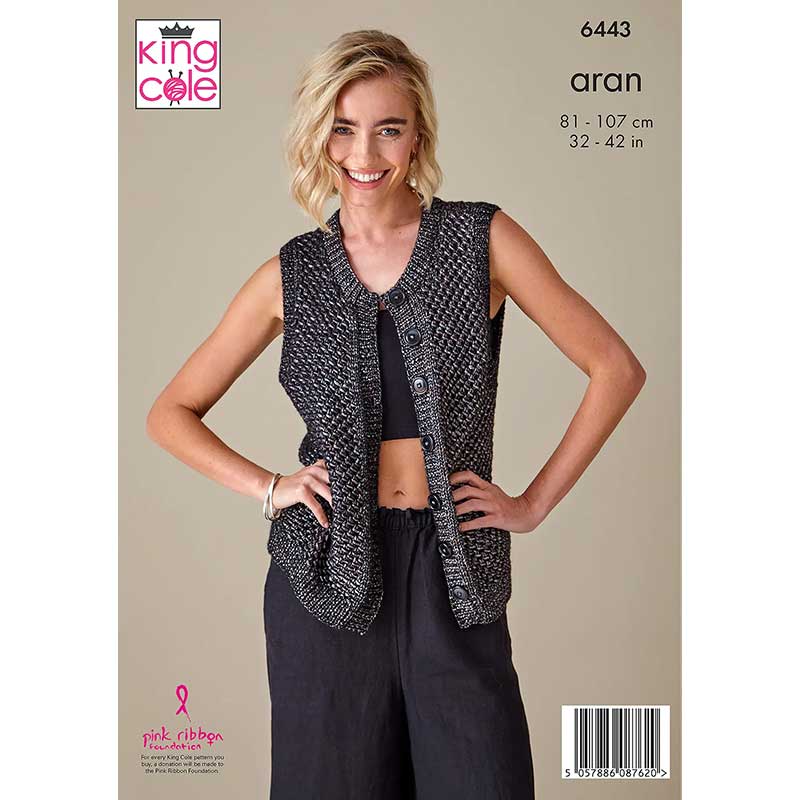 Waistcoat & Top Knitted in King Cole Firefly Aran - Image 3