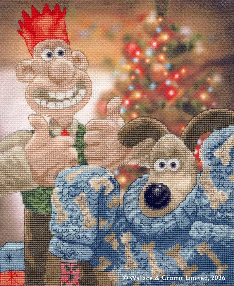 Wallace & Gromit - Happy Holidays Old Pooch! - Bothy Threads Cross Stitch Kit
