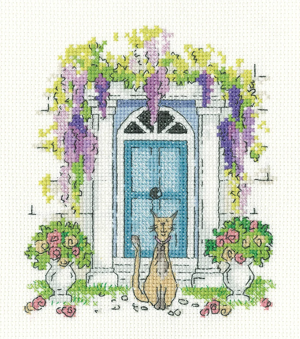 Wisteria and Whiskers -  Heritage Crafts Cross Stitch Kit